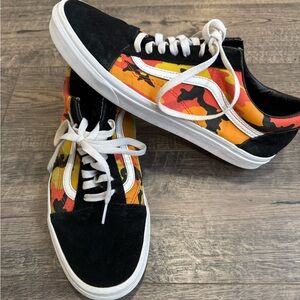 VANS old skool Mens Camo Black/White/ Orange/Red/Yellow US SIZE 10.5